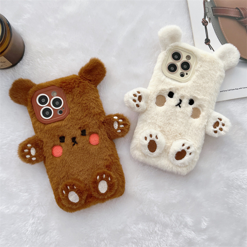 Usb Charger - Korean 3D Cartoon Bear Fluffy Plush