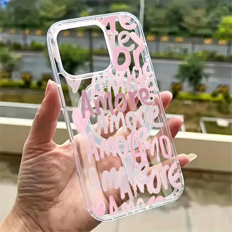 Wireless Charger - Amore-Love Romantic Pink Lettering Phone Case