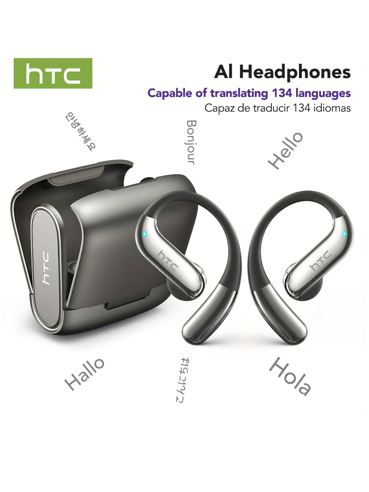 Wireless Charger - Open-ear Bluetooth Headphones HTC 30 Hrs