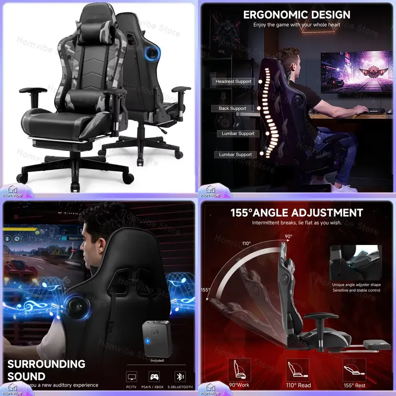 Bluetooth Speaker - Ergonomic Gaming Chair with Bluetooth Speakers