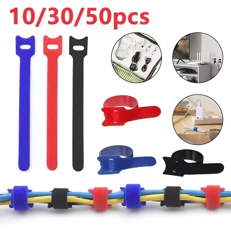 Cable Organizer - 10/30/50Pcs Reusable Hook And Loop Cable
