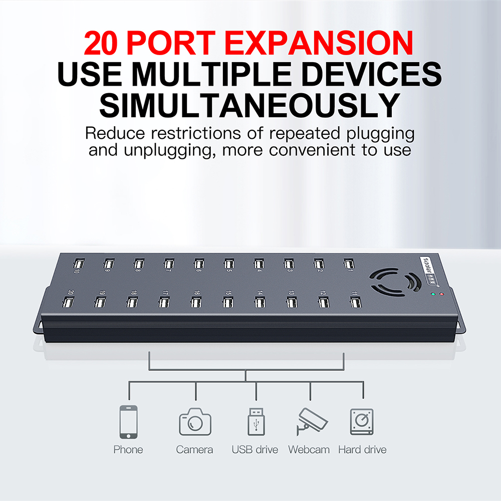 120W 20 Port USB Hub Industria - Usb Hub recension och pris