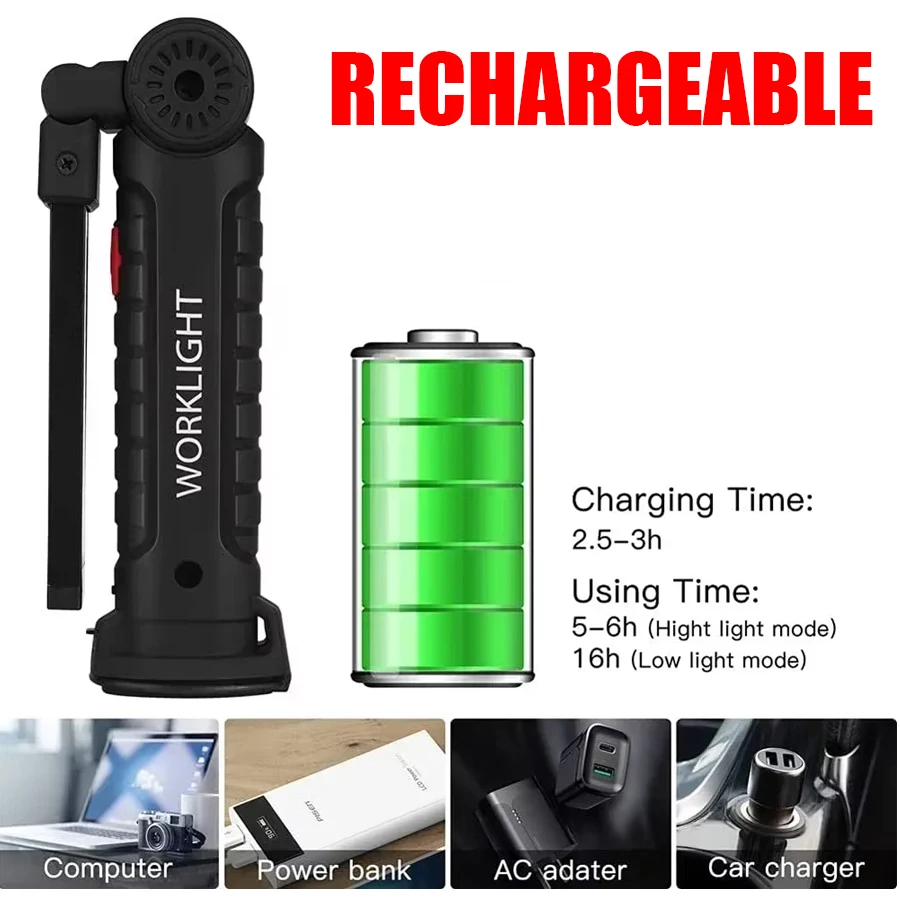 New Portable COB LED Flashligh - Power Bank recension och pris