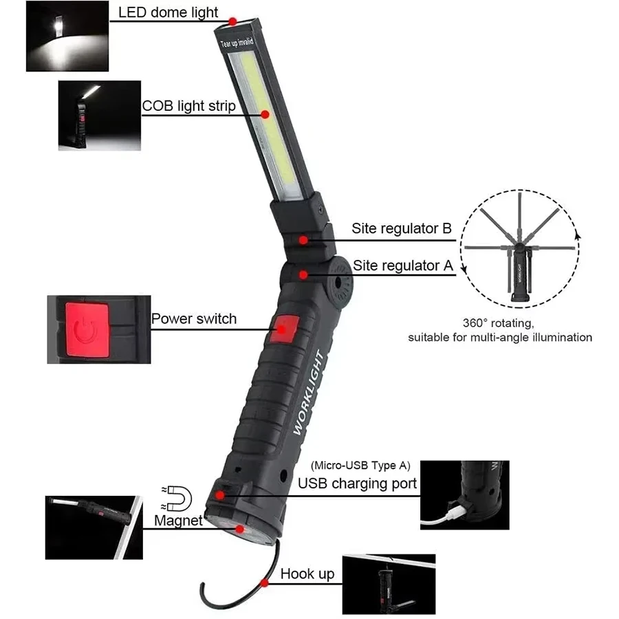New Portable COB LED Flashligh - Power Bank recension och pris