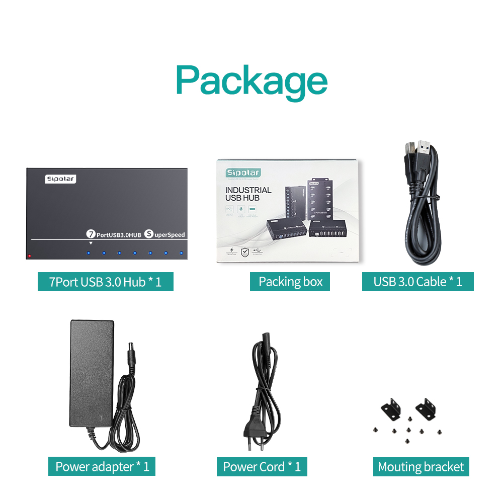 A173 7 Ports USB3.0 Metal Indu - Usb Hub recension och pris