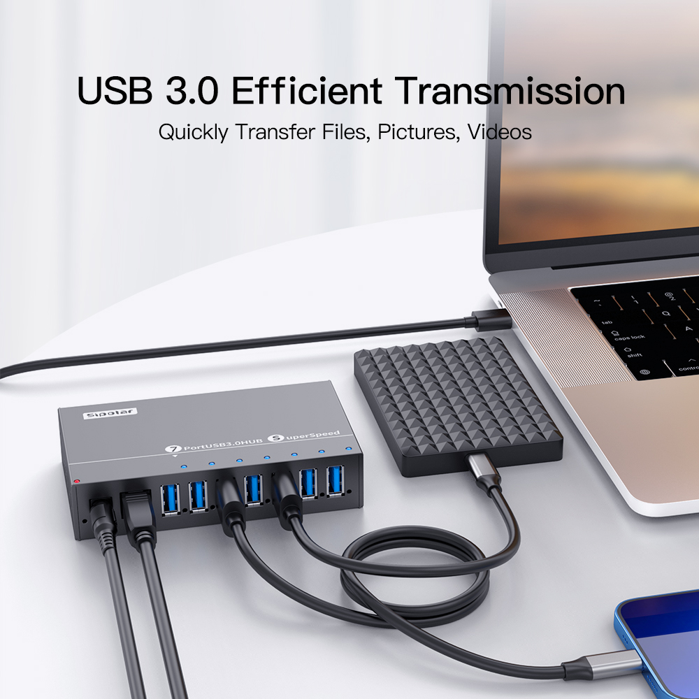 A173 7 Ports USB3.0 Metal Indu - Usb Hub recension och pris